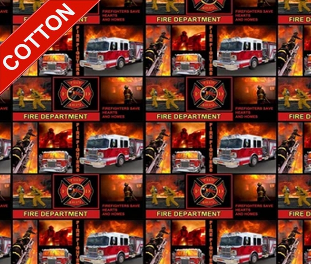 Fire Department Rescue Cotton Fabric